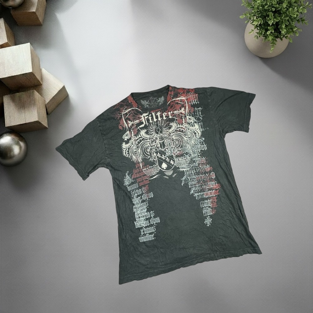 Vintage Filter Graphic T Shirt Mens Large Black Gothic Y2K Skater Grunge Tee